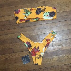 ZAFUL strapless flower bandeau bikini US 4 (Small)
